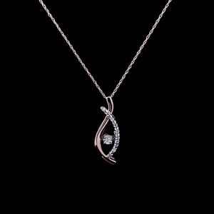 0.06ct [tw] Round Cut Diamonds | Dancing Diamond Pendant with Chain | 10kt Rose Gold