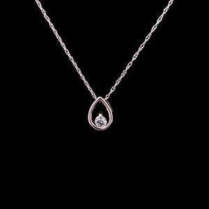 0.10ct Round Brilliant Cut Diamond | Pear Design Pendant with Chain | 14kt Rose Gold