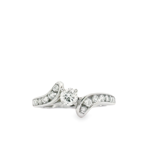 0.750ct Round Brilliant Cut Diamonds | Designer Curved Ring | 14kt White Gold