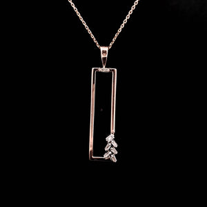 0.250cts [7] Baguette Cut Diamonds | Designer Necklace |18kt Rose Gold