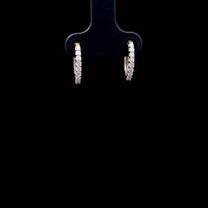 0.25cts Round Brilliant Cut Diamonds | Designer Hoop Earring | 14kt Yellow Gold