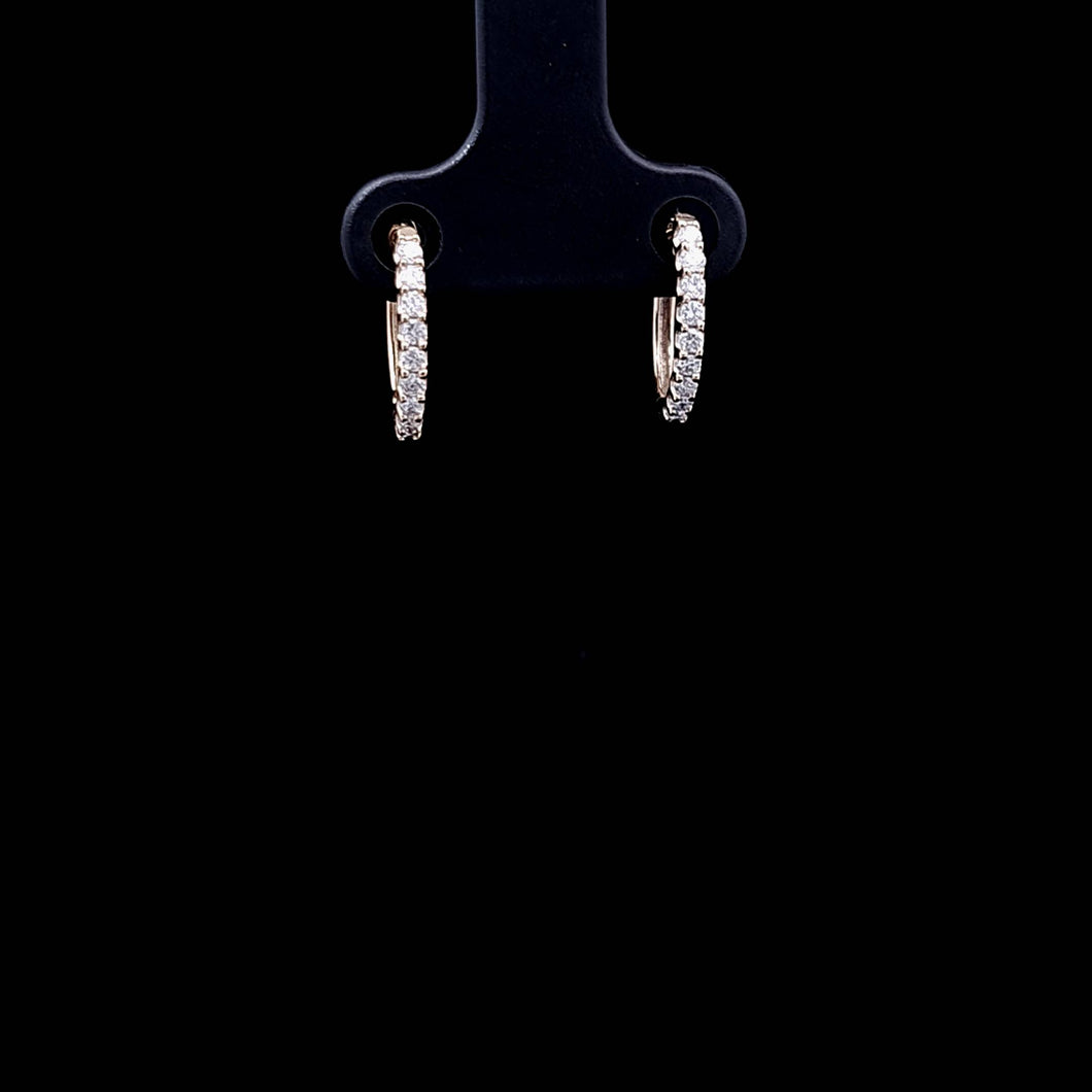 0.25cts Round Brilliant Cut Diamonds | Designer Hoop Earring | 14kt Yellow Gold