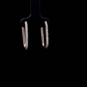 0.50cts [28] Round Brilliant Cut Diamonds | Link Design Huggie Earring | 14kt Yellow Gold