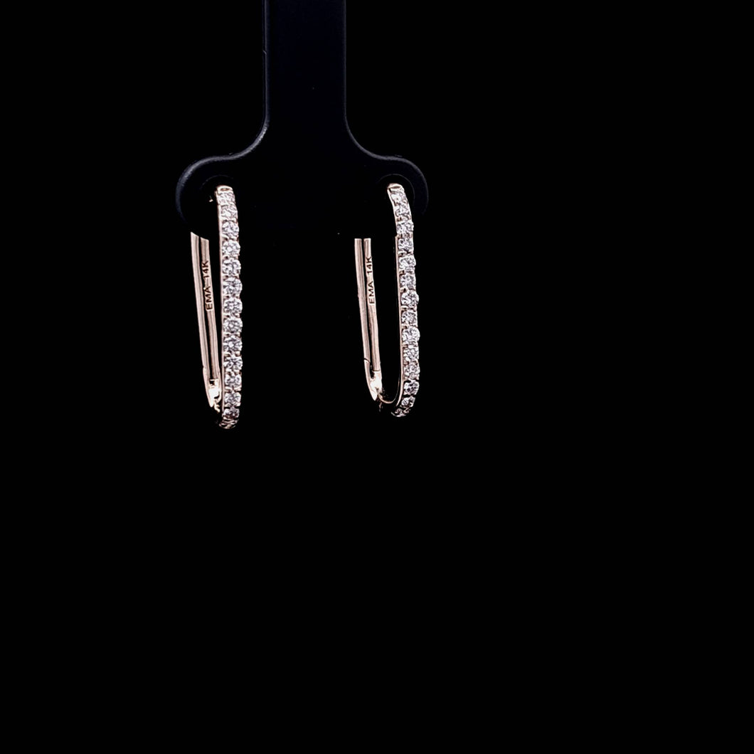 0.50cts [28] Round Brilliant Cut Diamonds | Link Design Huggie Earring | 14kt Yellow Gold