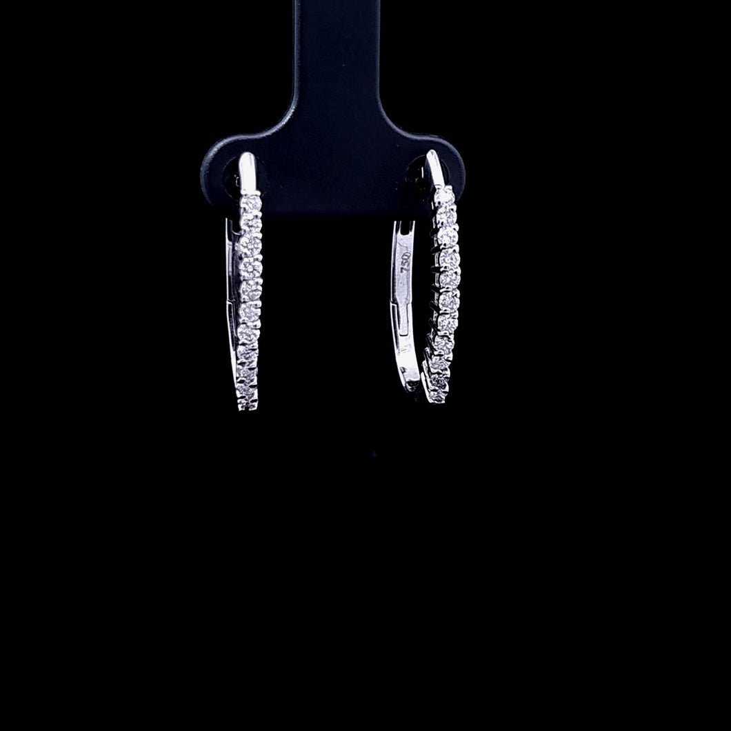 0.610cts [22] Round Brilliant Cut Diamonds | Designer Hoop Earrings | 18kt White Gold