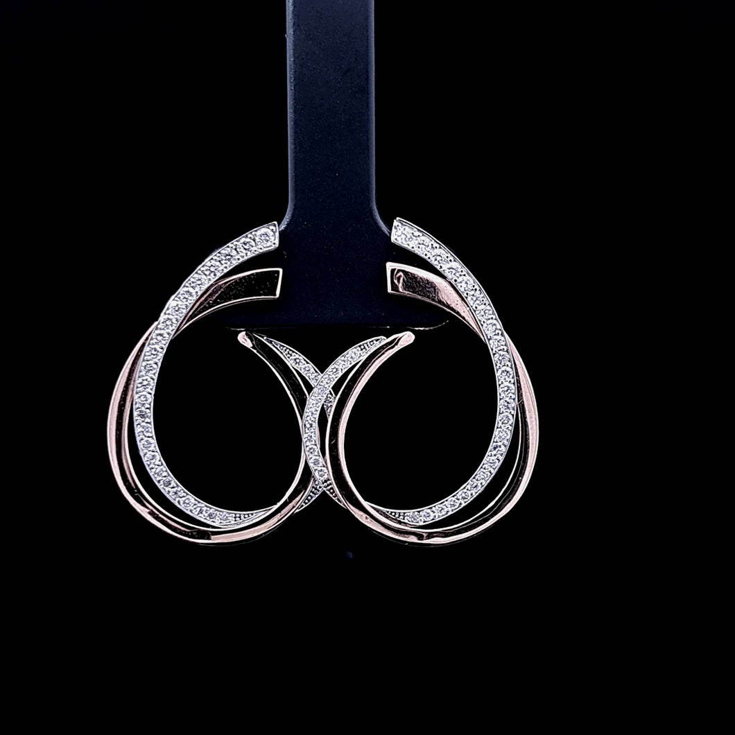 0.730ct [72] Round Brilliant Cut Diamonds | Designer Circular Drop Earring | 18kt Rose and White Gold