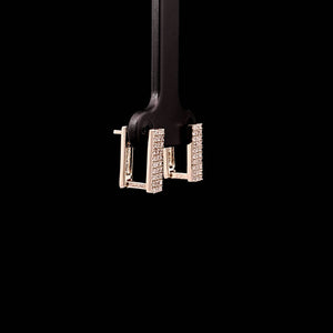 0.40cts Round Brilliant Cut Diamonds | Designer 3 Row Hoop Earring | 10kt Yellow Gold