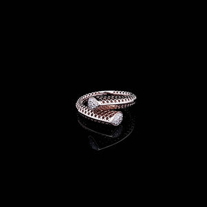 0.18cts [22] Round Brilliant Cut Diamonds | Designer Mesh Crossover Ring | 18kt Rose Gold
