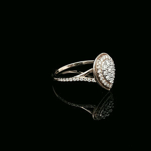 0.50cts Round Brilliant Cut Diamonds | Pear Design Illusion Ring | 14kt Yellow Gold