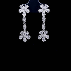 3.29cts [48] Round Brilliant and Pear Cut Diamond | Designer Drop Earring | 18kt White Gold