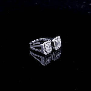 0.570cts [66] Round Brilliant and Baguette Cut Diamonds | Designer Split Shank Ring | 18kt White Gold