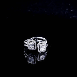 0.60cts [62] Round Brilliant and Baguette Cut Diamonds | Open Shank Design Ring | 18kt White Gold