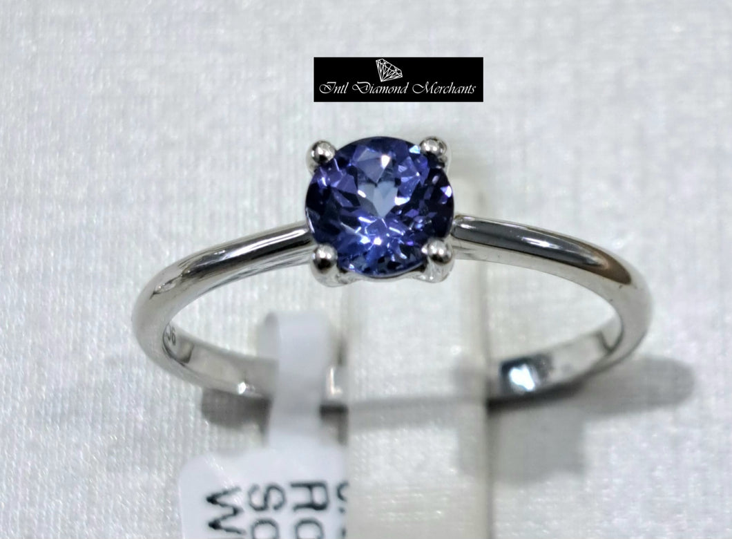 0.560ct Round Cut Tanzanite | Solitaire Ring | 9kt White Gold