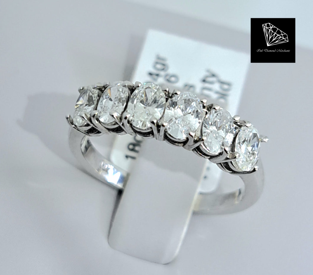 0.90cts [6] Oval Cut Diamonds | Custom Made | Half Eternity Ring | 18kt White Gold