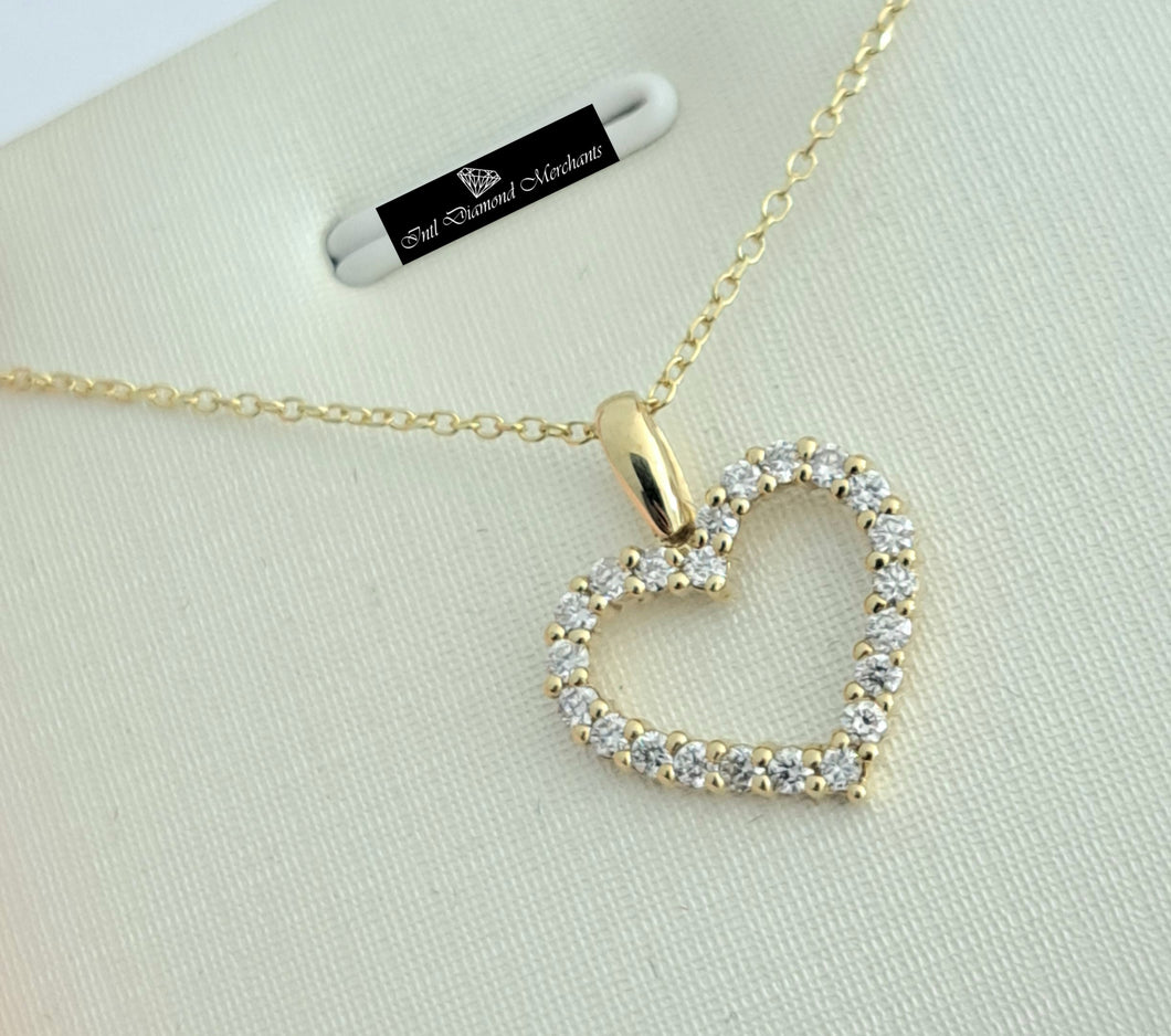 0.25cts Round Brilliant Cut Diamonds | Heart Shaped Pendant with Chain | 14kt Yellow Gold