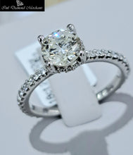 Load image into Gallery viewer, 1.01ct Round Brilliant Cut Certified Diamond | 0.35cts [38] Round Brilliant Cut Diamonds | Custom Underhalo Ring | 18kt White Gold

