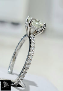 1.01ct Round Brilliant Cut Certified Diamond | 0.35cts [38] Round Brilliant Cut Diamonds | Custom Underhalo Ring | 18kt White Gold