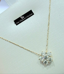 0.55cts [6] Round Brilliant Cut Diamonds | Designer Cluster Pendant with Chain | 14kt White Gold