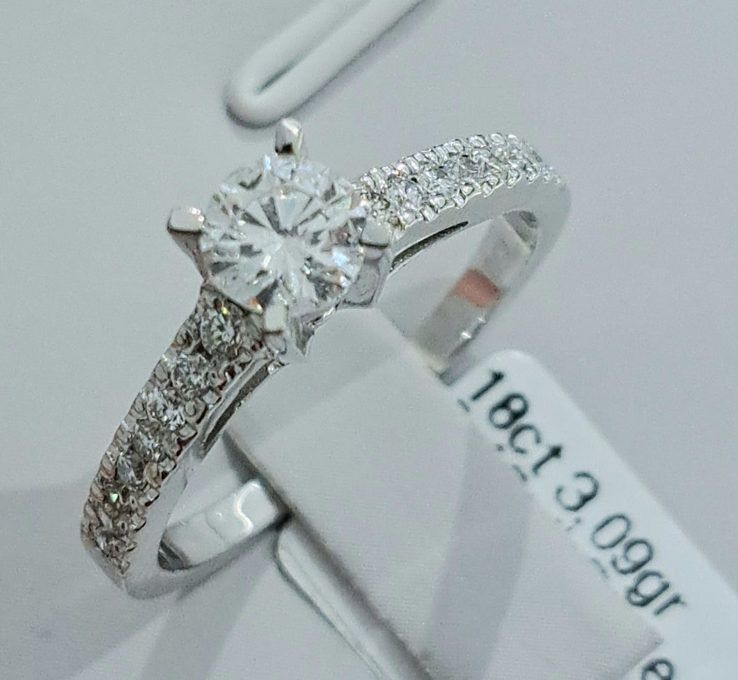 0.60cts [17] Round Brilliant Cut Diamonds | Designer Ring | 18kt White Gold