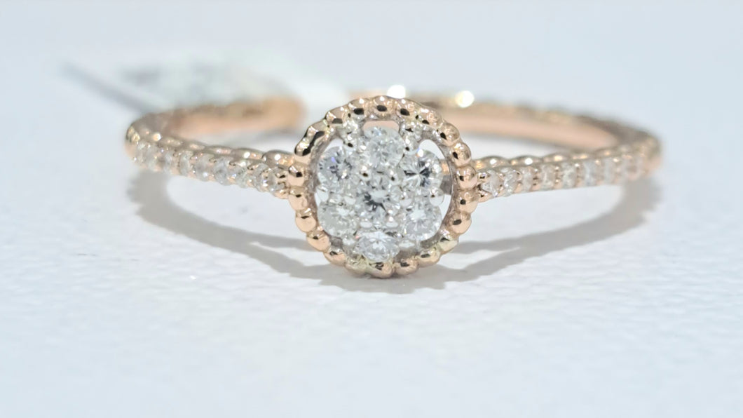 0.170cts [25] Round Brilliant Cut Diamonds | Designer Cluster Ring | 18kt Rose Gold
