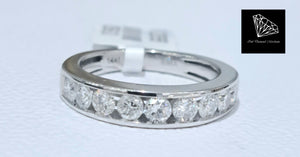 1.00cts [9] Round Brilliant Cut Diamonds | Channel Design Diamond Band | 14kt White Gold