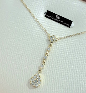 0.12cts Round Cut Diamonds | Drop Pendant with Chain | 10kt Yellow Gold