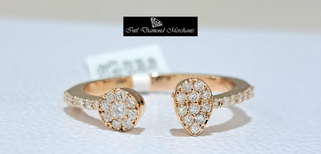 0.280cts [34] Round Brilliant Cut Diamonds | Designer Open Shank Ring | 18kt Rose Gold