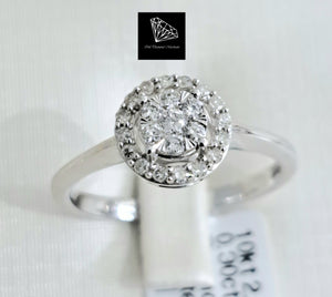 0.30cts [tw] Round Brilliant Cut Diamonds | Cluster Halo Ring | 10kt White Gold