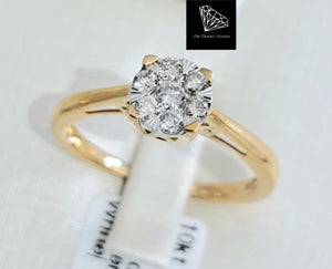 0.25cts [7] Round Brilliant Cut Diamonds | Cluster Diamond Ring | 10kt Yellow and White Gold