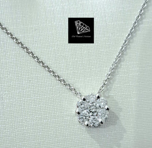 0.330cts [7] Round Brilliant Cut Diamonds | Cluster Pendant with Chain | 14kt White Gold