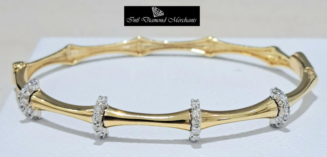 0.70cts [24] Round Brilliant Cut Diamonds | Designer Clip Bangle | 18kt Yellow Gold