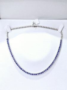 13.80cts [54] Round Cut Tanzanites | Tennis Necklace | 18kt White Gold