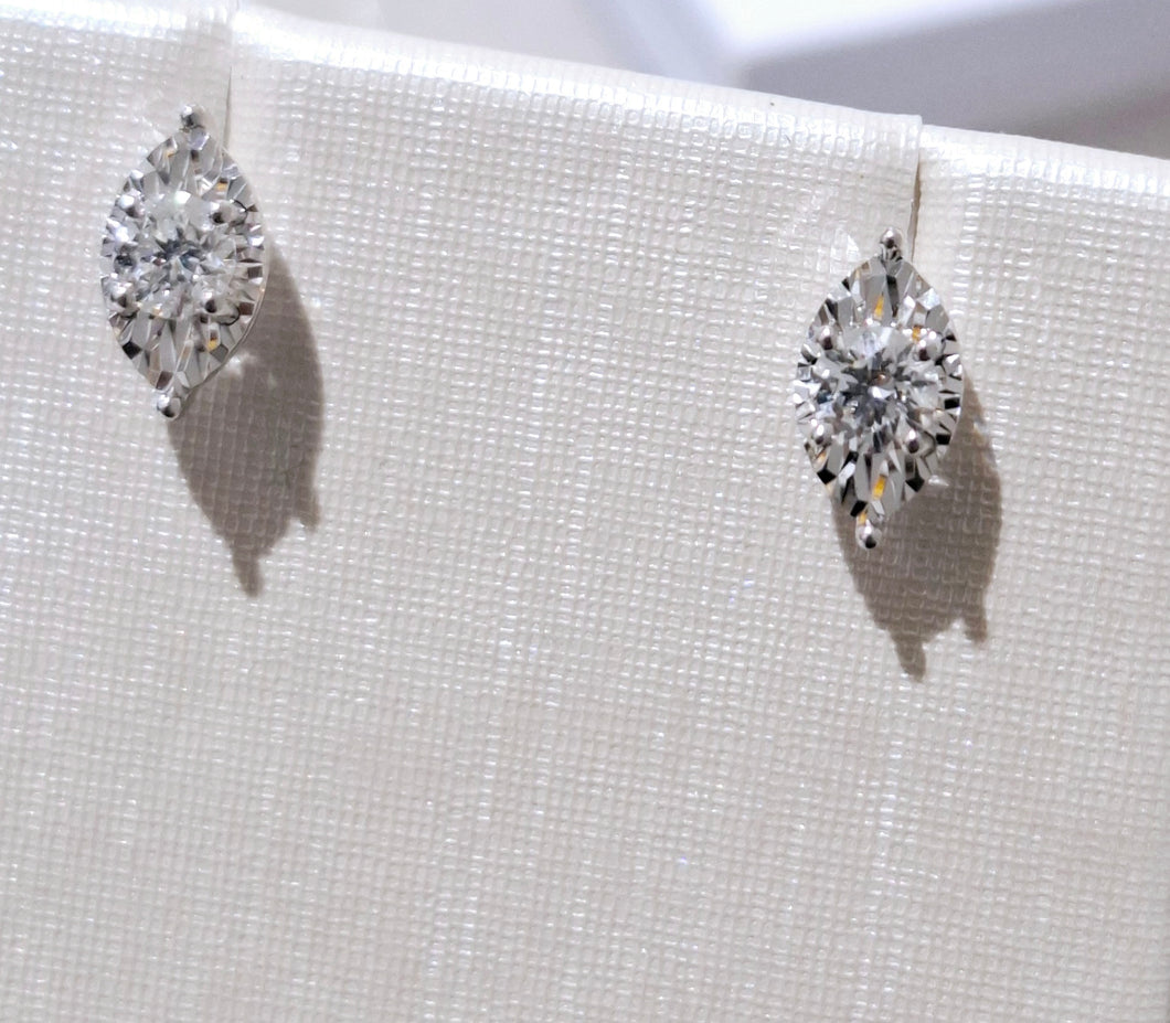 0.201cts [2] Round Brilliant Cut Diamonds | Designer Stud Earrings | 18kt White Gold