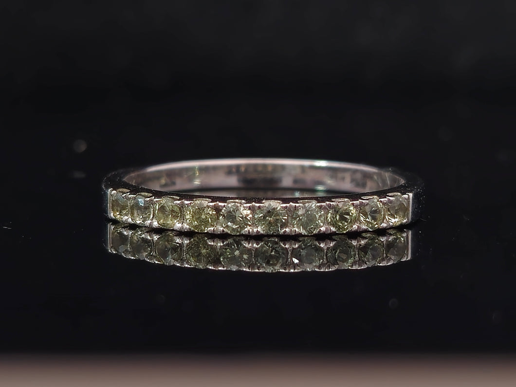 0.20cts Round Cut Green Sapphires | Half Eternity | 9kt White Gold