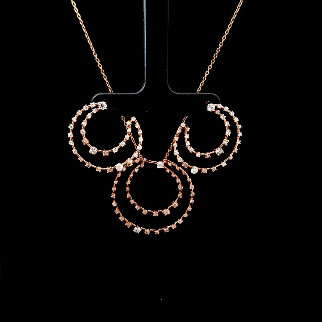 1.27cts [111] Round Brilliant Cut Diamonds | Necklace and Earring Set | 18kt Rose Gold