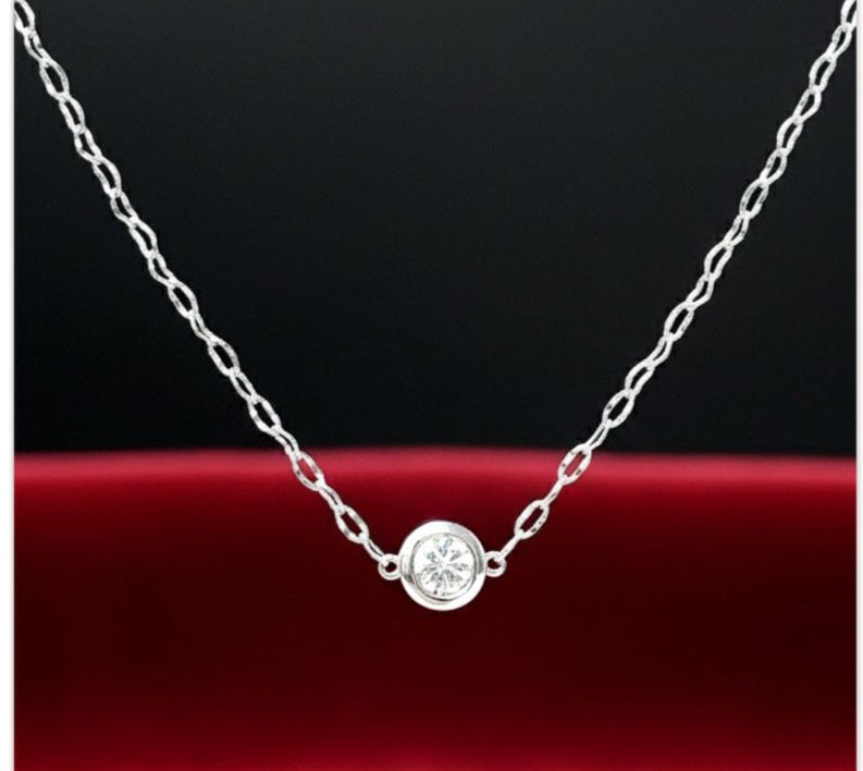 0.20ct Round Brilliant Cut Diamond | Designer Tube Necklace | Platinum