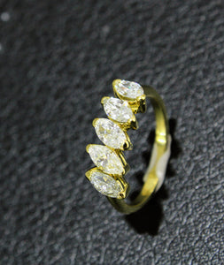 1.12cts [5] Marquise Cut Diamonds | Half Eternity Ring | 18kt Yellow Gold