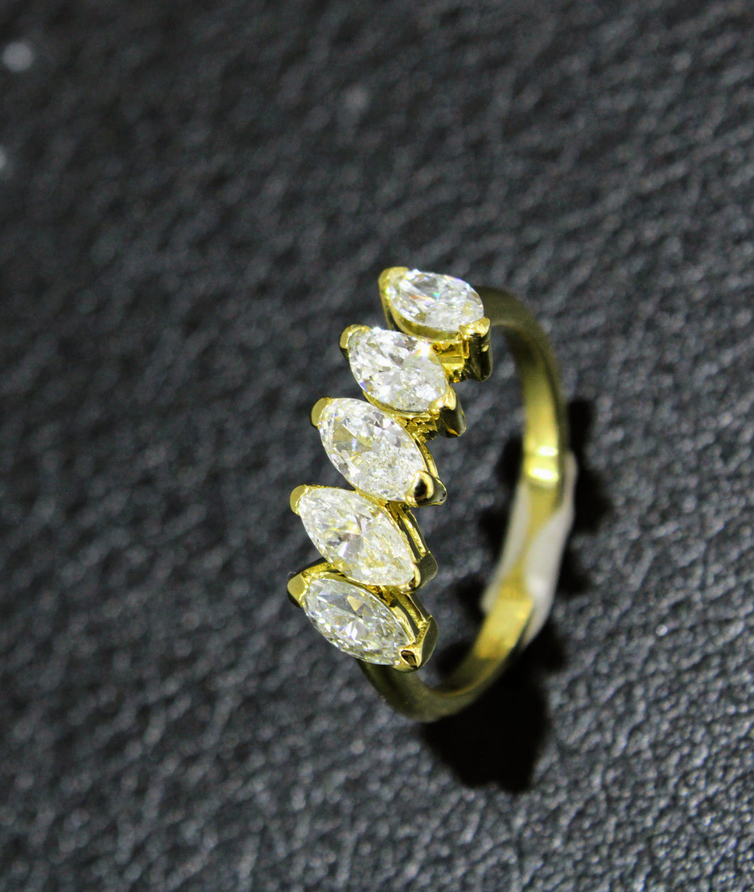 1.12cts [5] Marquise Cut Diamonds | Half Eternity Ring | 18kt Yellow Gold