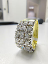 Load image into Gallery viewer, 1.42cts [21] Round Brilliant Cut Diamonds | Designer 3 Row Ring | 18kt Yellow and White Gold

