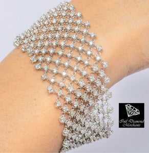 10.05cts [330] Round Brilliant Cut Diamonds | Designer Mesh Bracelet | 18kt White Gold