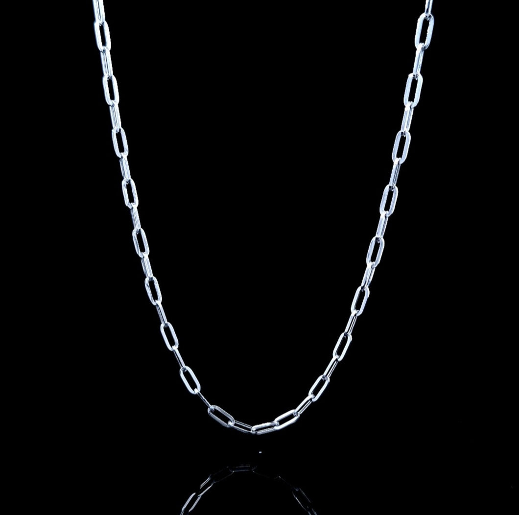 18kt White Gold | Designer Paperclip Necklace | 45cm Lenght