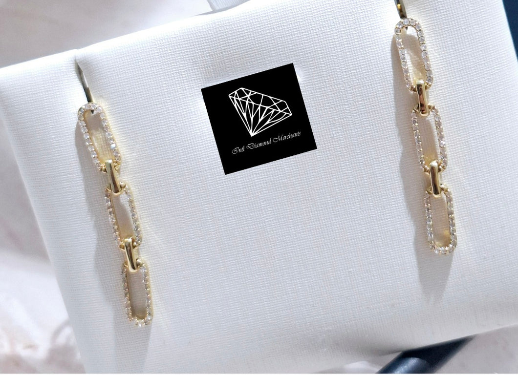 0.20cts Round Brilliant Cut Diamonds | 3 Tier Paperclip Earring | 14kt Yellow Gold