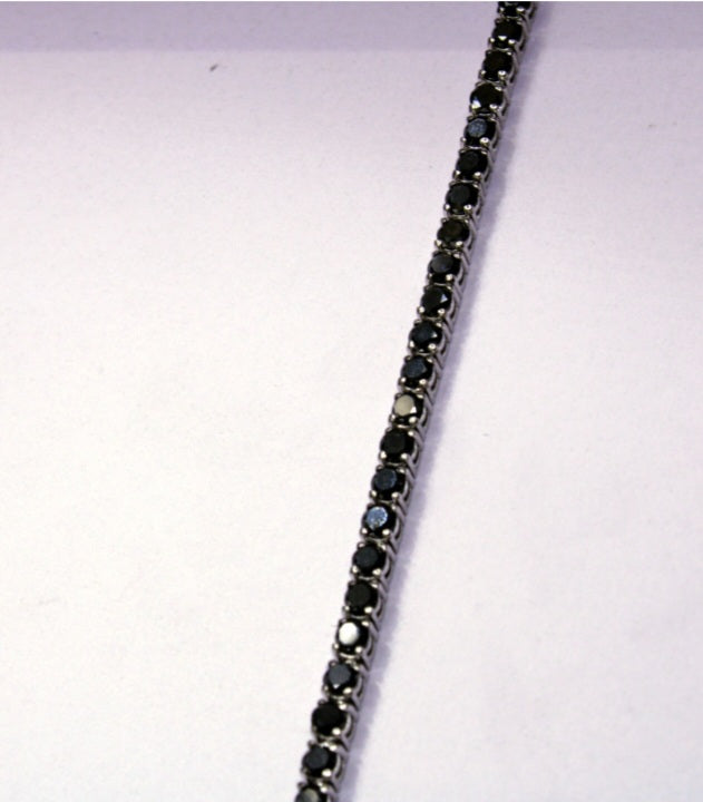 5.82cts [54] Round Cuts | Black Diamond Tennis Bracelet | 18kt White Gold
