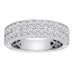 1.00cts Round Brilliant Cut Diamonds | 2 Row Designer Band | 14kt White Gold