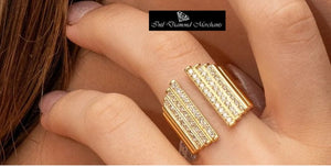 0.82cts [60] Round Brilliant Cut Diamonds | Designer Open Shank Ring | 18kt Yellow Gold