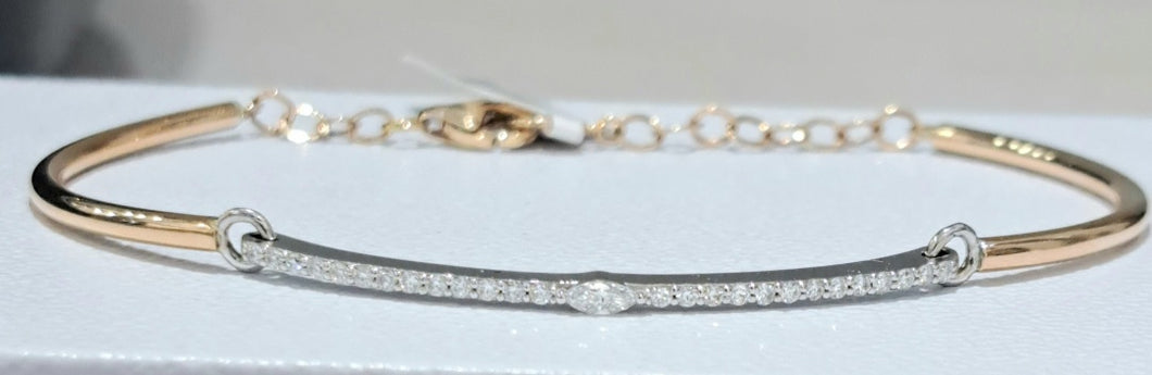 0.26cts [27] Marquise and Round Brilliant Cut Diamonds | Designer Adjustable Bracelet | 18kt Rose and White Gold