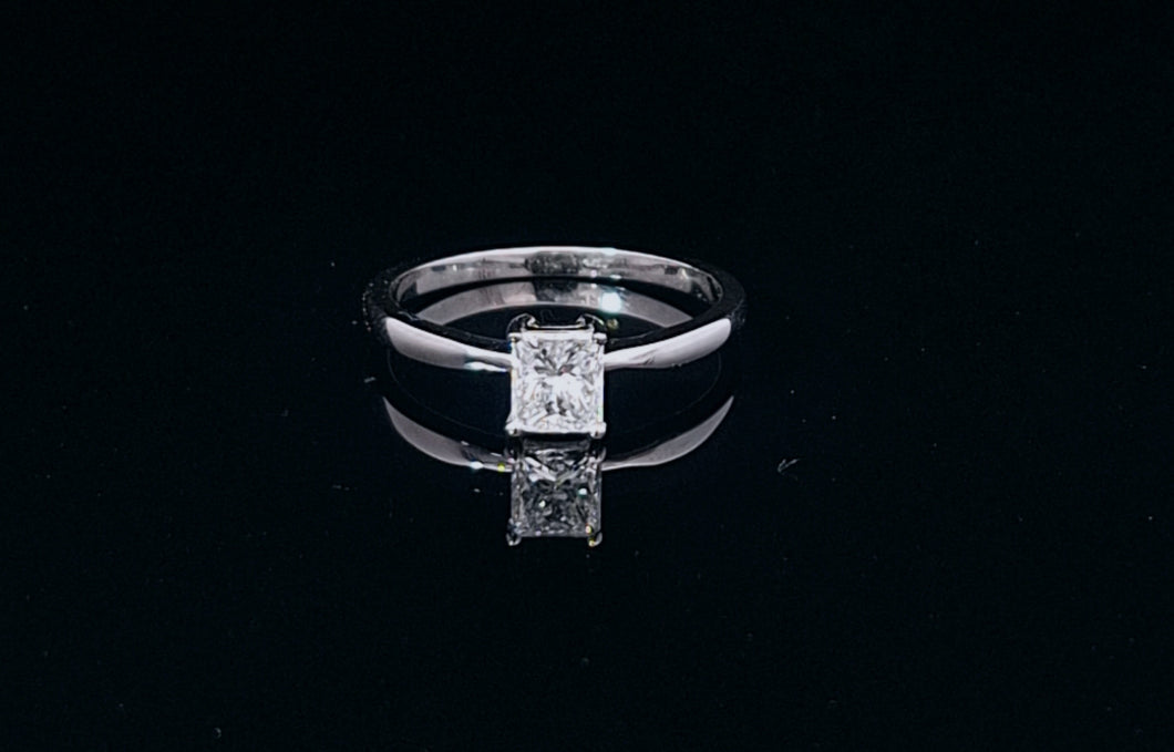 0.490ct Princess Cut Diamond | Solitaire Ring | 18kt White Gold