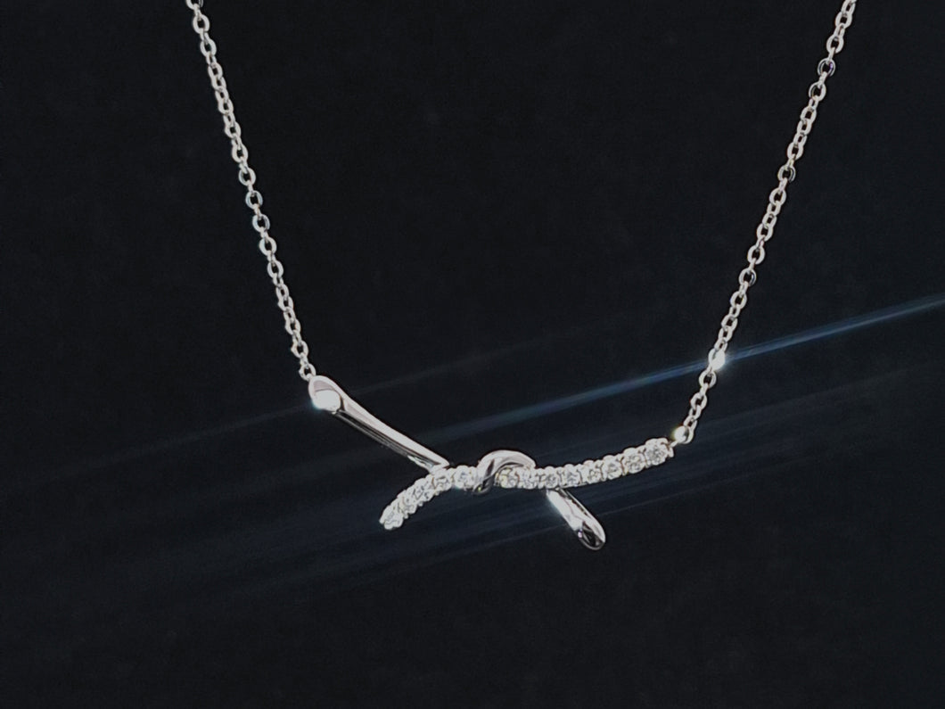 0.123cts Round Brilliant Cut Diamonds | Knot Design Necklace | 18kt White Gold
