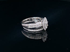 1.00cts Round Brilliant and Marquise Cut Diamonds | Designer Bridal Twinset | 14kt White Gold