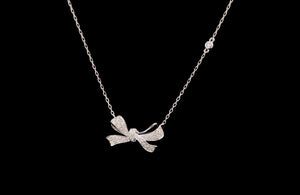 0.25cts Round Brilliant Cut Diamonds | Designer Bow Pendant | 18kt White Gold